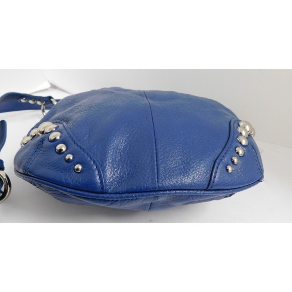 B. Makowsky Blue Leather Silver Studded Crossbody NWT - Picture 6 of 7